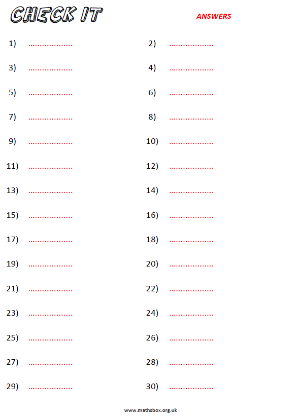 Worksheet Answers