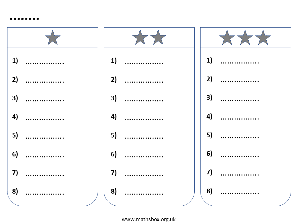 Differentiated Questions to print